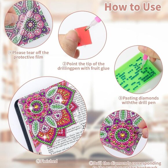 8 PCS Diamond Art Bookmarks, Diamond Painting Bookmarks for Book Lovers 5D DIY B - Picture 5 of 6